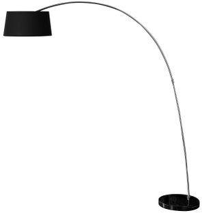 Srebrna lampa podłogowa z czarnym kloszem tkaninowym Invicta Interior – grafika-1.