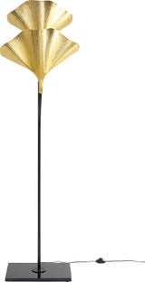 Lampa podłogowa metalowa czarna liście złote 47x33 cm – obraz-1