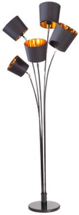 Lampa podłogowa z 5 kloszami len czarno-złota 50x176 cm – grafika-1.