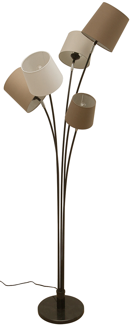 Brązowa lampa podłogowa z pięcioma kloszami inspirowana stylem nowoczesnym – grafika-1.