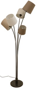 Lampa podłogowa z 5 kloszami len brązowa 50x176 cm – grafika-1.