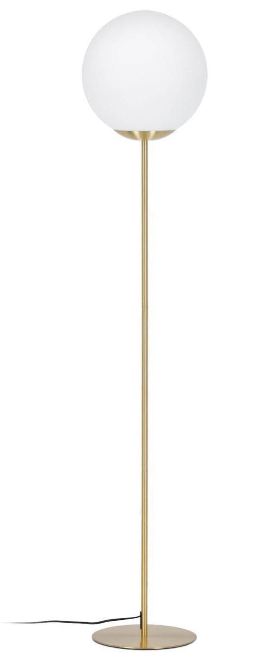 Lampa podłogowa metalowa złota klosz szklany biały Ø30x150 cm – obraz-1