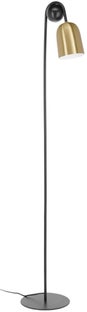 Lampa podłogowa metalowa czarna klosz złoty 180 cm – obraz-1