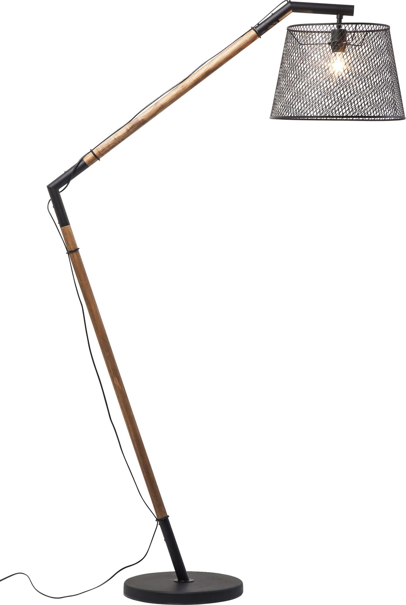 Lampa podłogowa Net Flex 101x156 cm czarno-drewniana – obraz-1