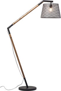 Lampa podłogowa Net Flex 101x156 cm czarno-drewniana – obraz-1