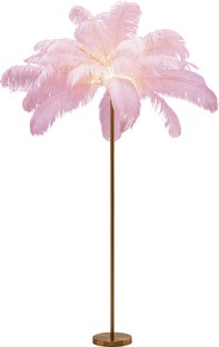 Lampa de podea cu baza aurie si pene roz Feather Palm 165 cm  – imagine-1.