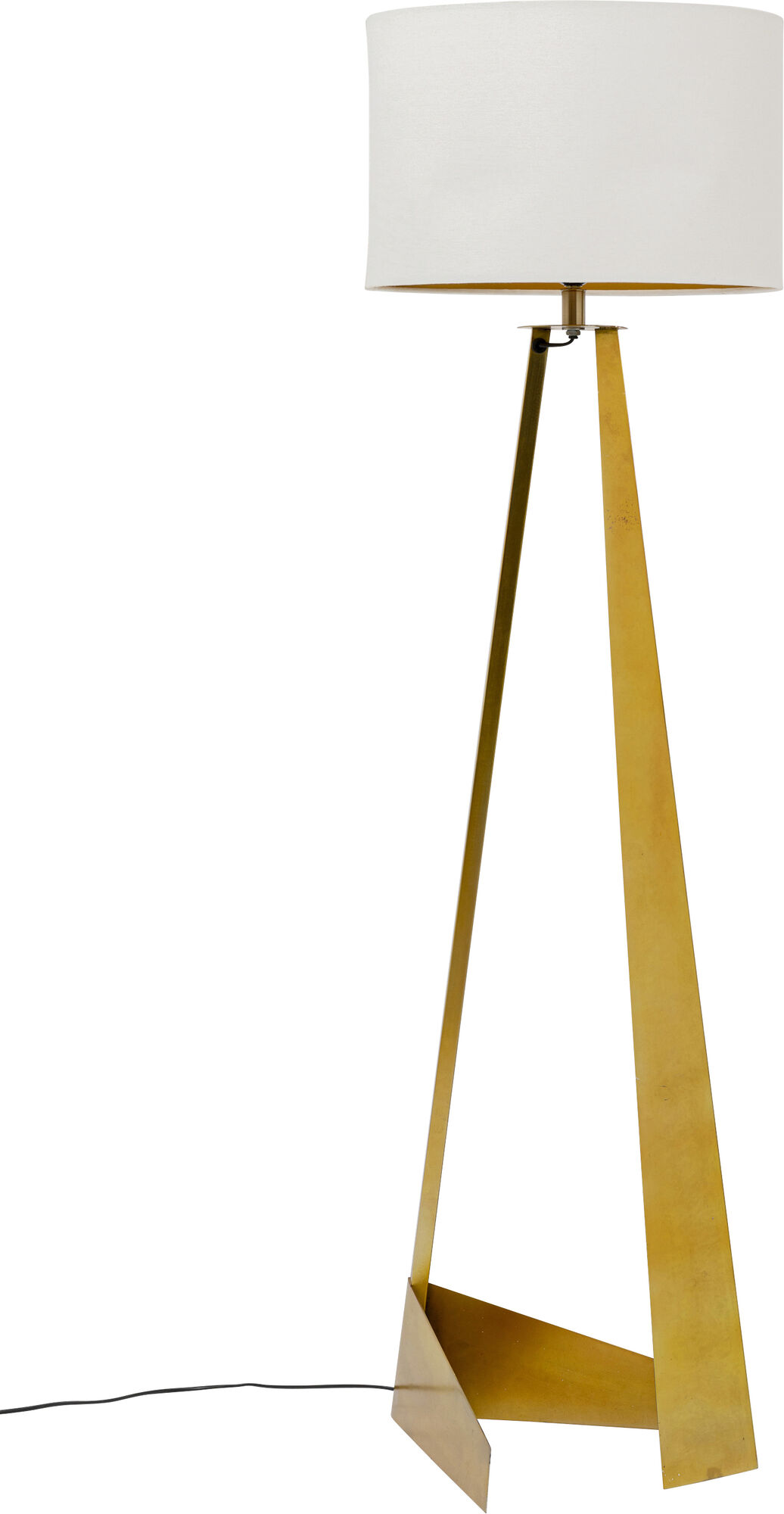 Lampa podłogowa podstawa złota stalowa abażur biały lniany 150 cm – grafika-1.