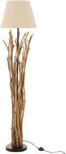 Lampa podłogowa w stylu boho drewniana naturalna 26x170 cm – obraz-1