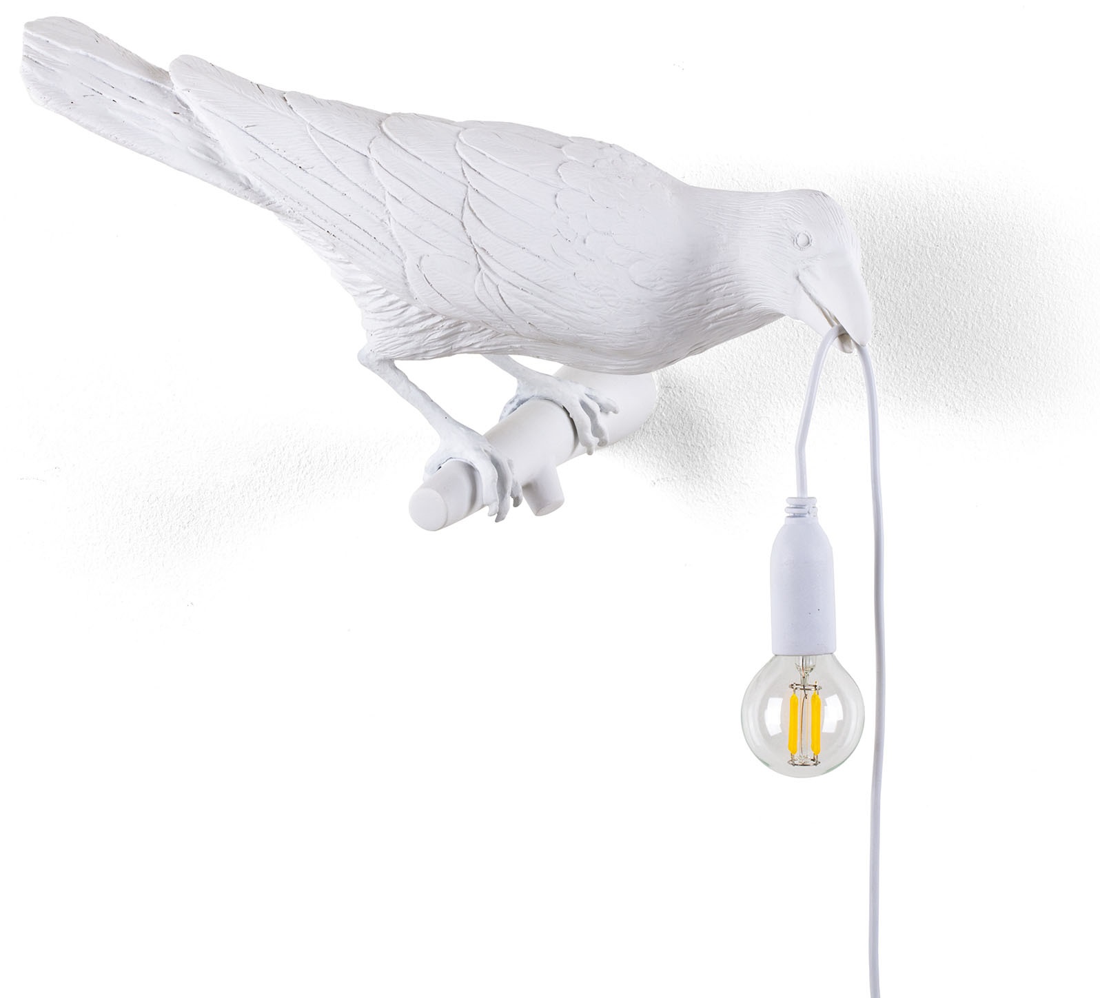 Lampa ścienna Bird Looking Right 33x12 cm biała – obraz-1
