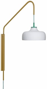 Lampa ścienna na wysięgniku złota klosz biały szklany 71x111 cm – obraz-1