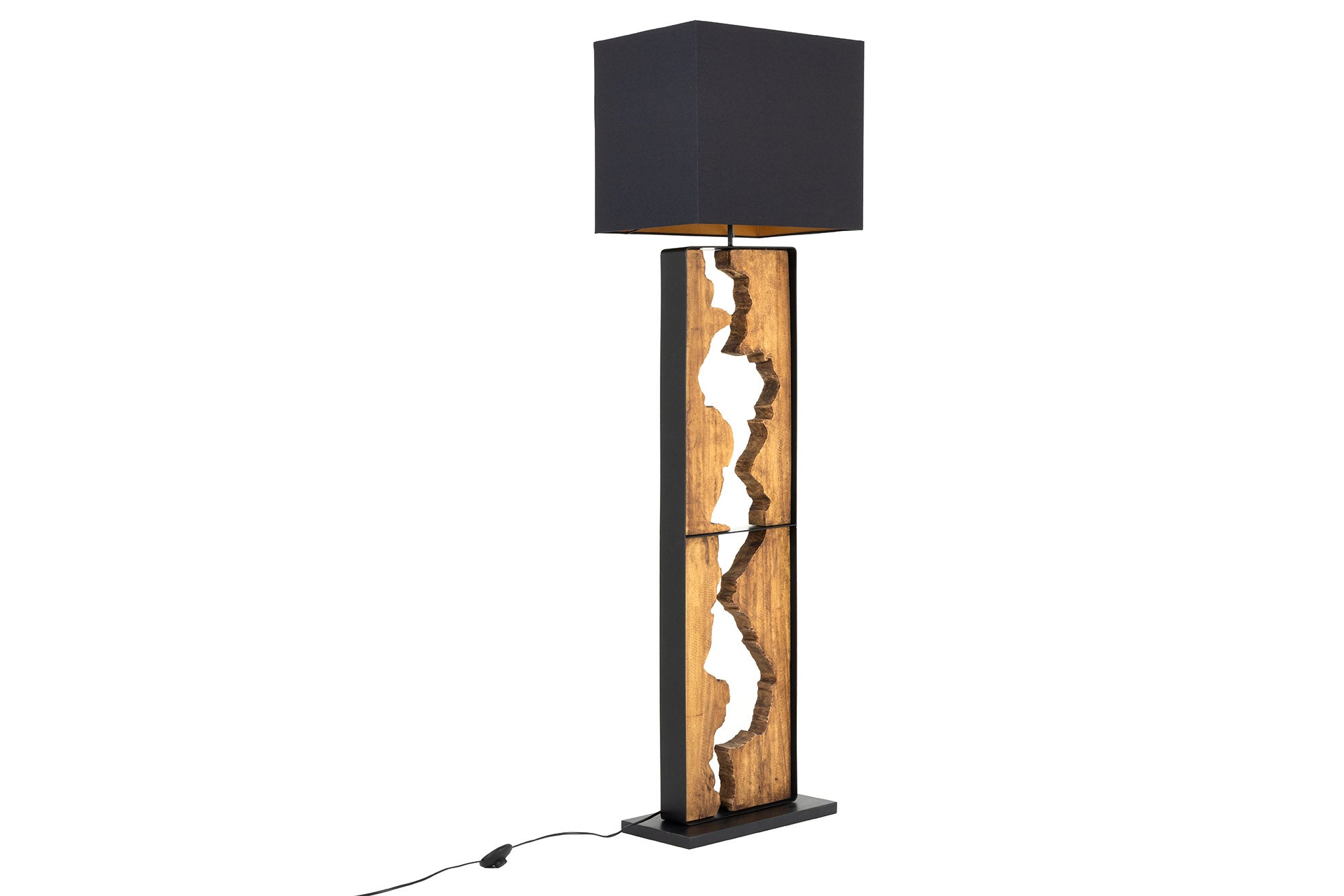Lampa stojąca DESIGNED BY NATURE 165 cm drewno raintree naturalne, czarne – grafika-1.