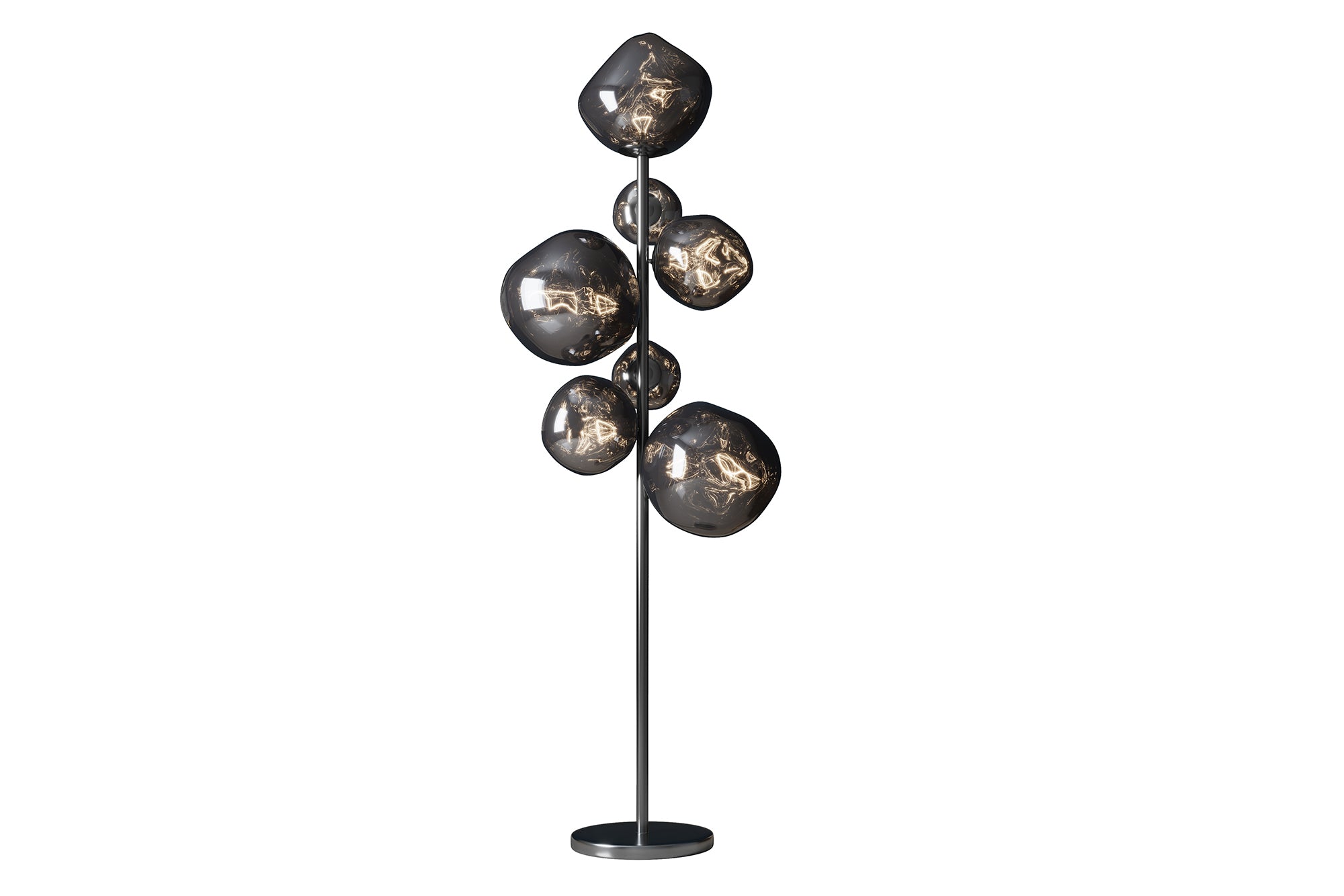 Lampa stojąca LIQUID DIAMOND 170 cm 7 kloszy szklanych, efekt dymiony szary – grafika-1.