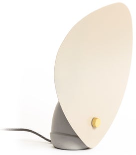 Lampa stołowa metalowa beżowa 28x31 cm – obraz-1