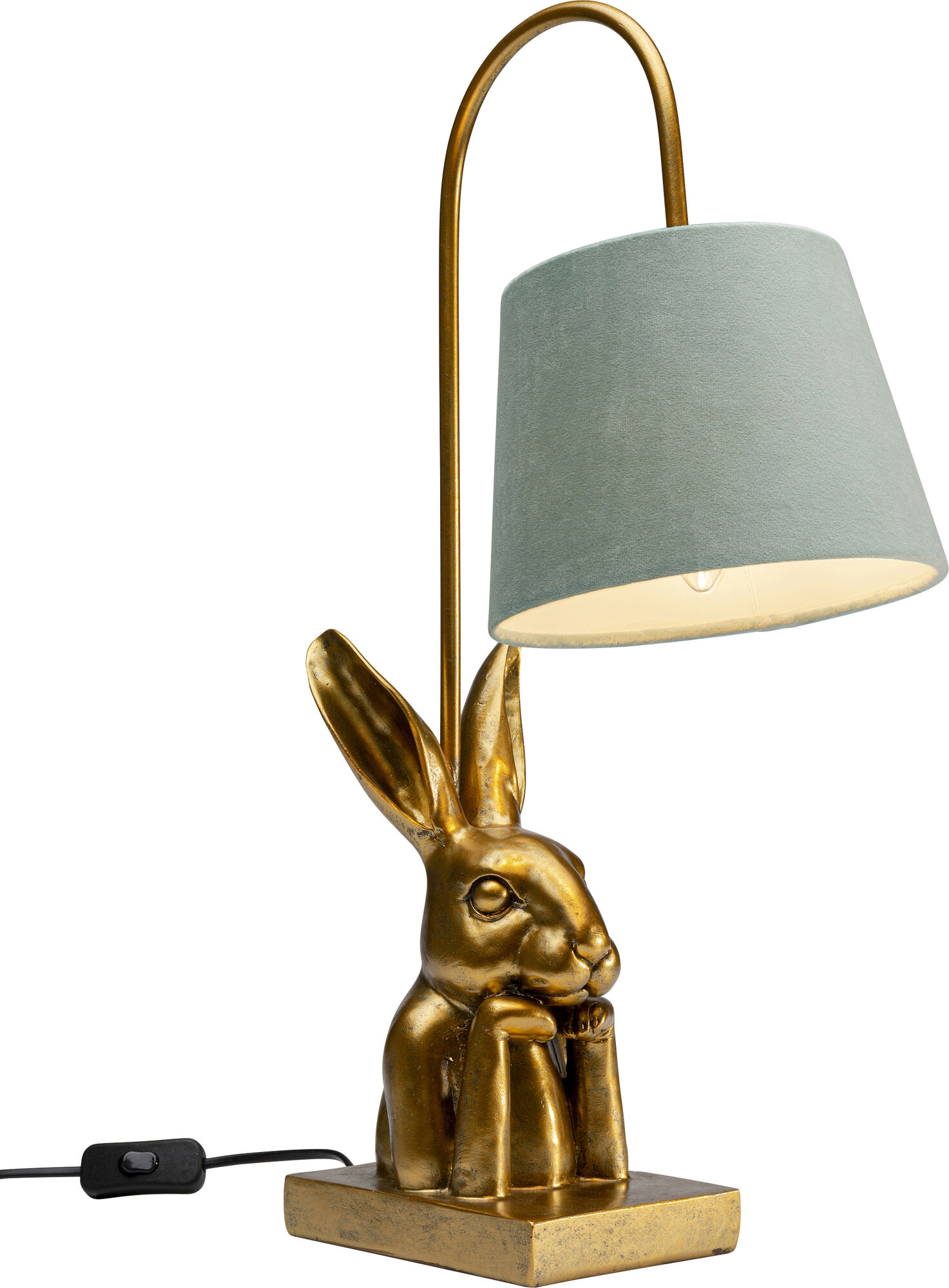 Lampa stołowa zając złota abażur bawełniany Ø19x57 cm  – obraz-1