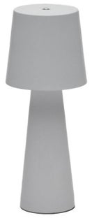 Lampa stołowa LED metalowa szara ładowana na USB Ø10x25 cm – obraz-1