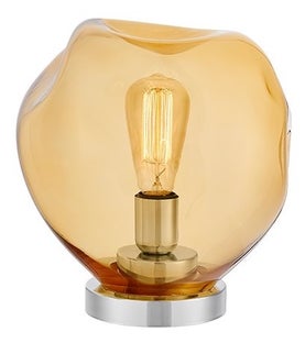 Lampa stołowa Avia Ø28x28 cm bursztynowa – obraz-1