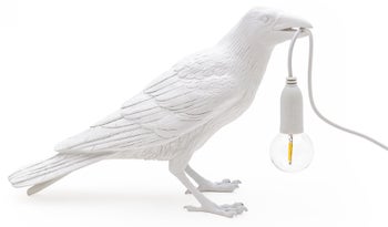 Lampa stołowa Bird Waiting 30x19 cm biała – obraz-1