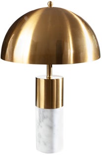 Lampa stołowa metalowa biało-złota z marmurową podstawą w stylu nowoczesnym – grafika-1.