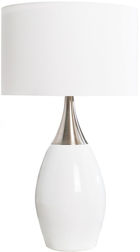 Biała lampa stołowa z nowoczesnym kloszem do wnętrz – grafika-1.