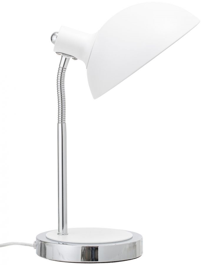 Lampa stołowa biało-srebrna Ø23x40 cm  – obraz-1