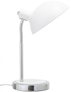 Lampa stołowa biało-srebrna Ø23x40 cm  – obraz-1