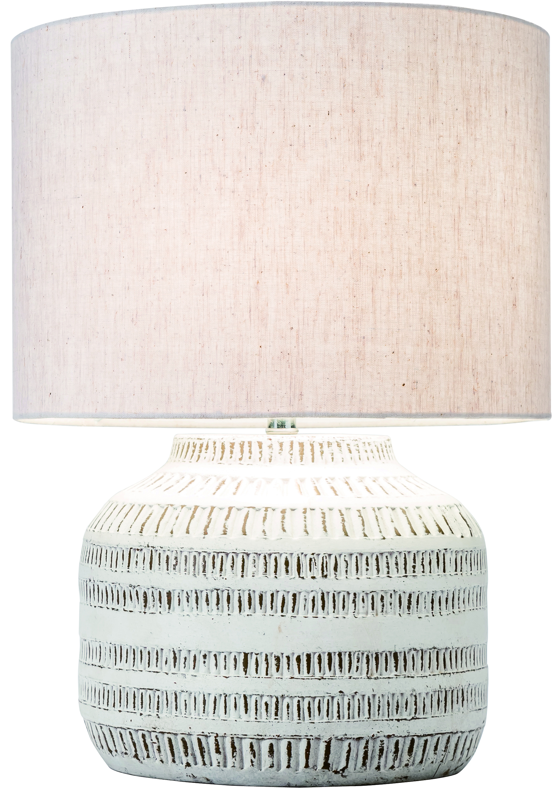 Lampa stołowa beżowa abażur z juty Ø35x47 cm  – obraz-1