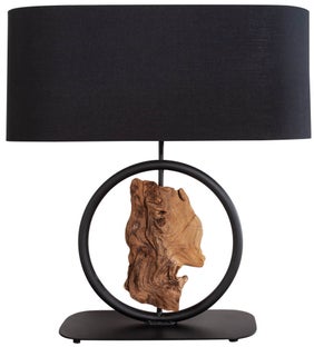 Lampa stołowa czarno-naturalna z metalu i drewna w stylu nowoczesnym – grafika-1.