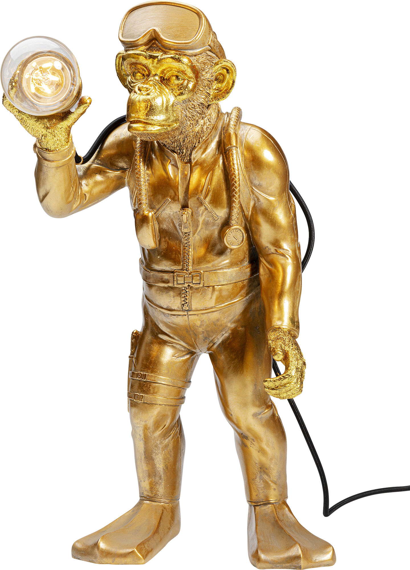 Lampa stołowa małpa złota 31x50 cm  – obraz-1