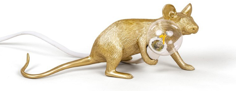 Lampa stołowa Mouse Lop 21x8 cm złota - kabel biały – obraz-1