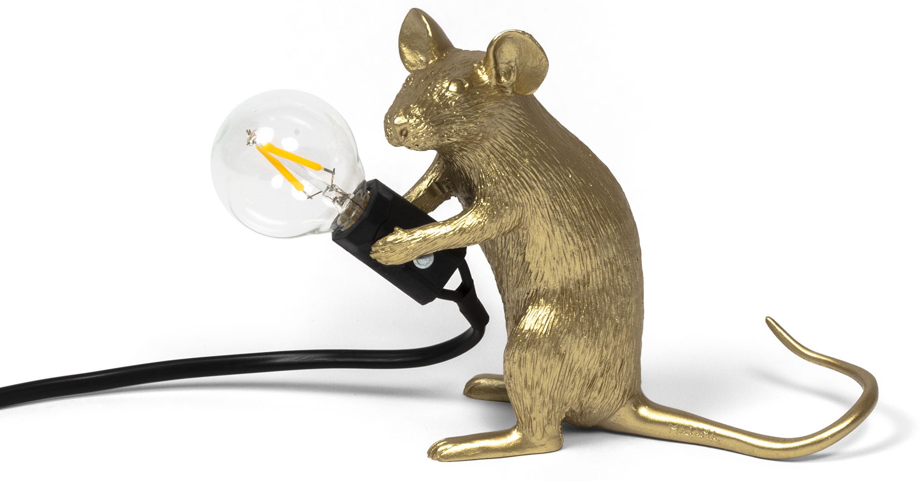 Lampa stołowa Mouse Mac 15x13 cm złota – obraz-1