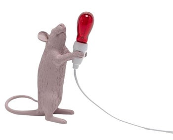 Lampa stołowa Mysz USB żywica 6x21 cm biała – obraz-1