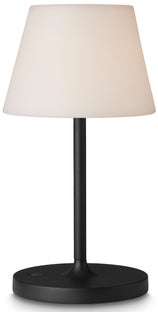 Lampa stołowa na baterie czarna klosz biały Ø15x29 cm – obraz-1
