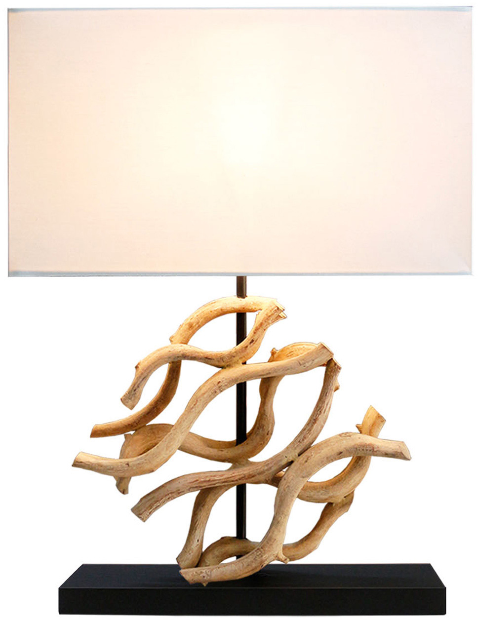 Lampa stołowa z naturalnego drewna z białym kloszem – grafika-1.