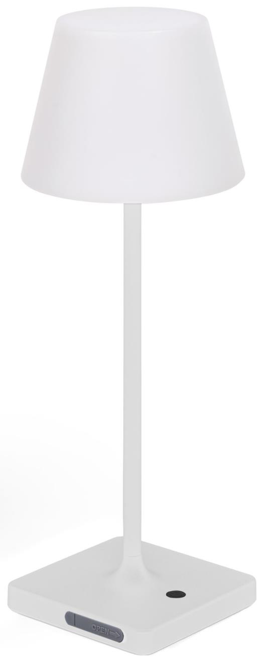Lampa stołowa ogrodowa metalowa biała Ø15x38 cm – obraz-1