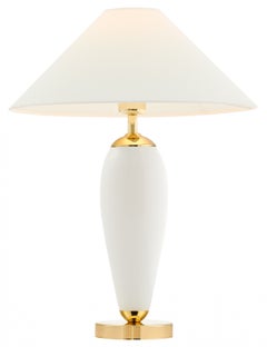 Lampa stołowa Rea Gold ∅44x60 cm biała – obraz-1