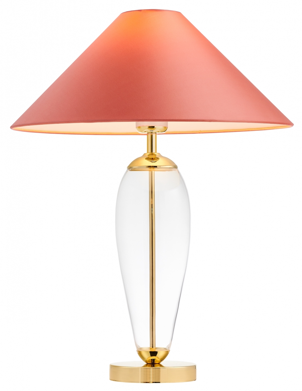 Lampa stołowa Rea Gold ∅44x60 cm transparentna-koralowa – obraz-1