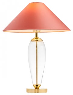 Lampa stołowa Rea Gold ∅44x60 cm transparentna-koralowa – obraz-1