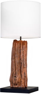 Lampa stołowa Rousilique 27x58 cm drewniana klosz biały stylowy – grafika-1.