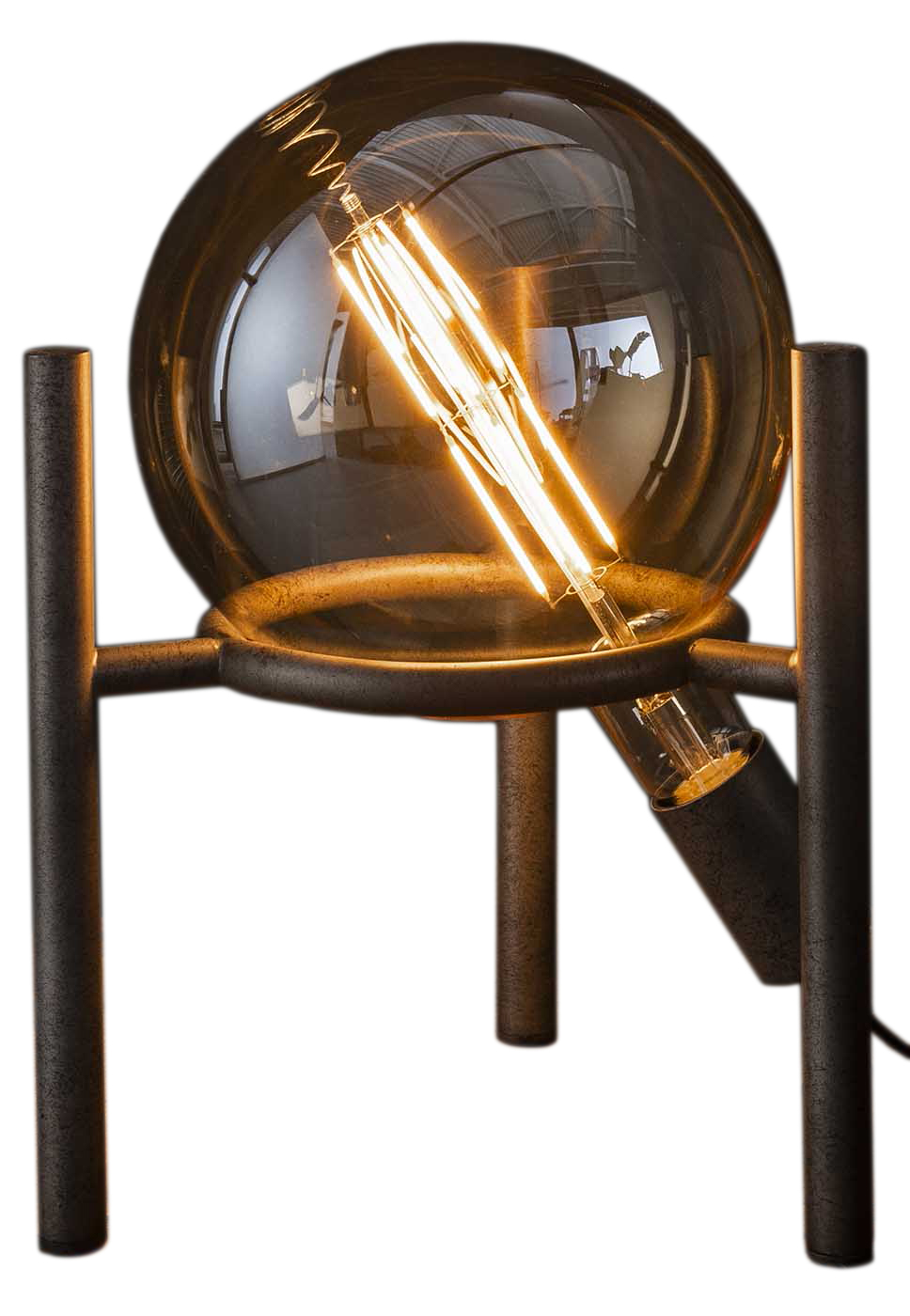 Lampa stołowa LED metalowa srebrna 28x34 cm – grafika-1.