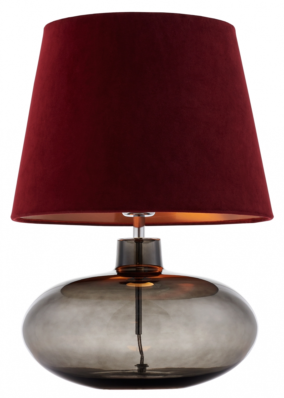 Lampa stołowa Sawa Velvet ∅38x55 cm przydymiona-bordowa – obraz-1