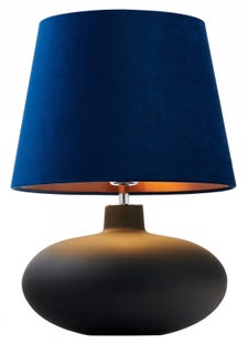 Lampa stołowa LED metalowa granatowa Ø38x55 cm – obraz-1