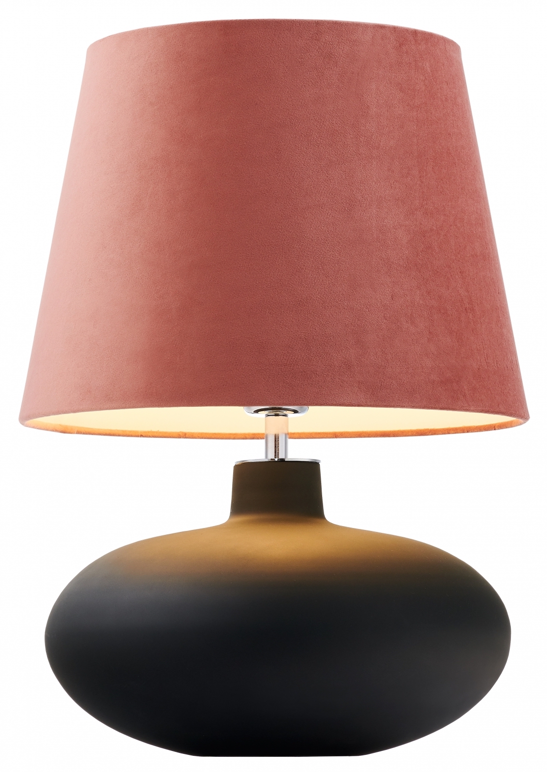 Lampa stołowa Sawa Velvet ∅38x55 cm szaro-różowa – obraz-1