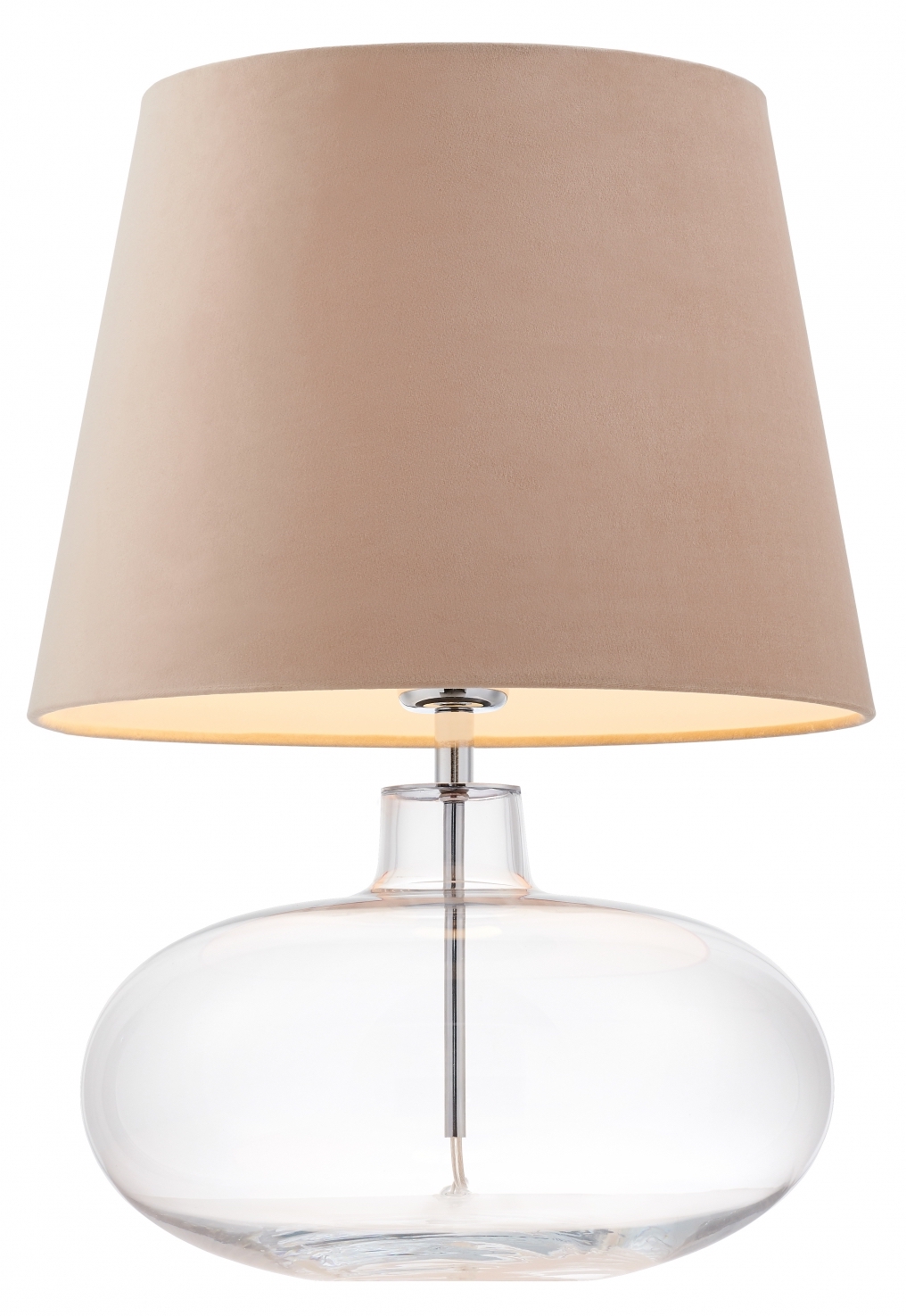 Lampa stołowa Sawa Velvet ∅38x55 cm transparentna-beżowa – obraz-1