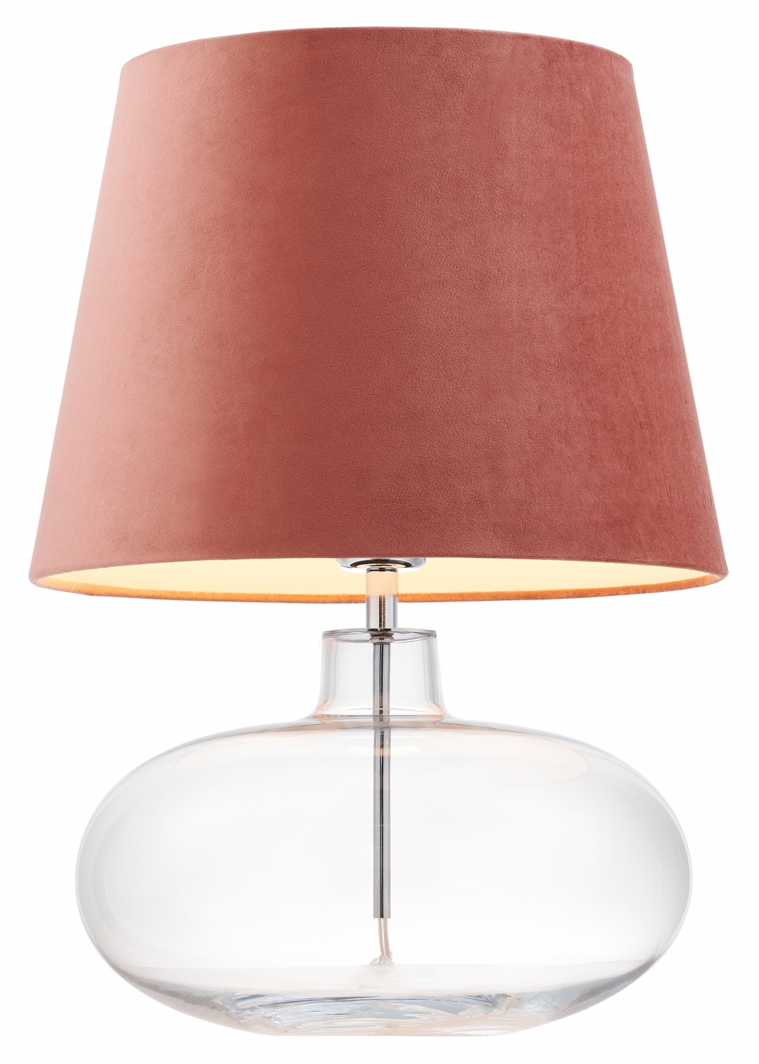 Lampa stołowa Sawa Velvet ∅38x55 cm transparentna-różowa – obraz-1