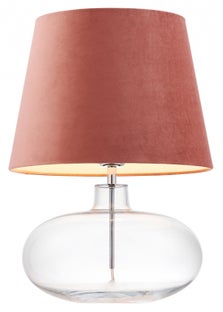 Lampa stołowa Sawa Velvet ∅38x55 cm transparentna-różowa – obraz-1