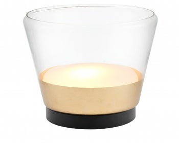 Lampa stołowa LED metalowa złota Ø40x33 cm – obraz-1