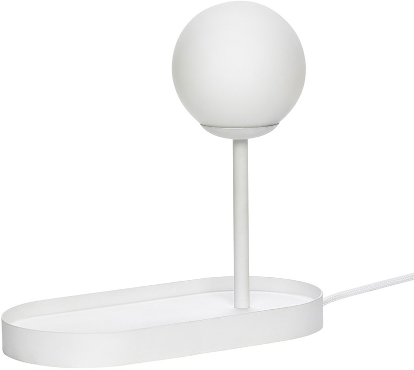 Lampa stołowa LED metalowa biała 25x24 cm – obraz-1