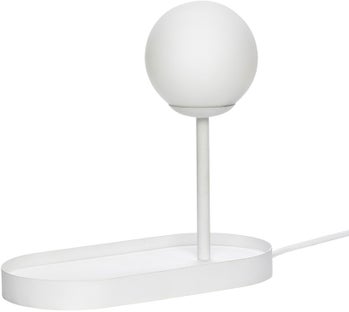 Lampa stołowa LED metalowa biała 25x24 cm – obraz-1