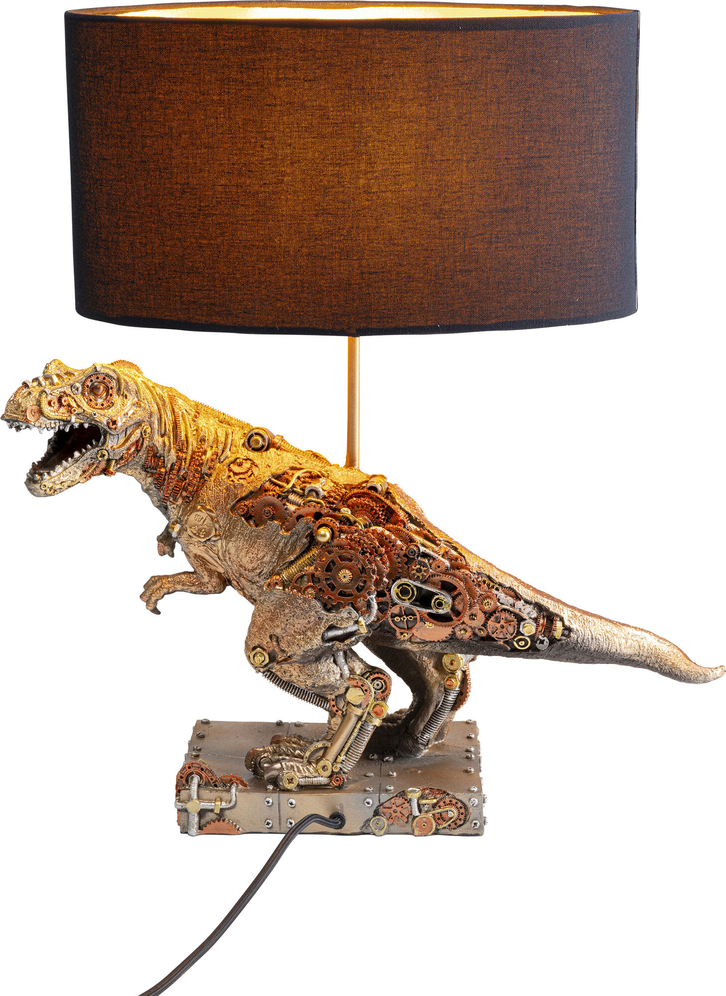 Lampa stołowa LED bawełna złota 49x56 cm – obraz-1