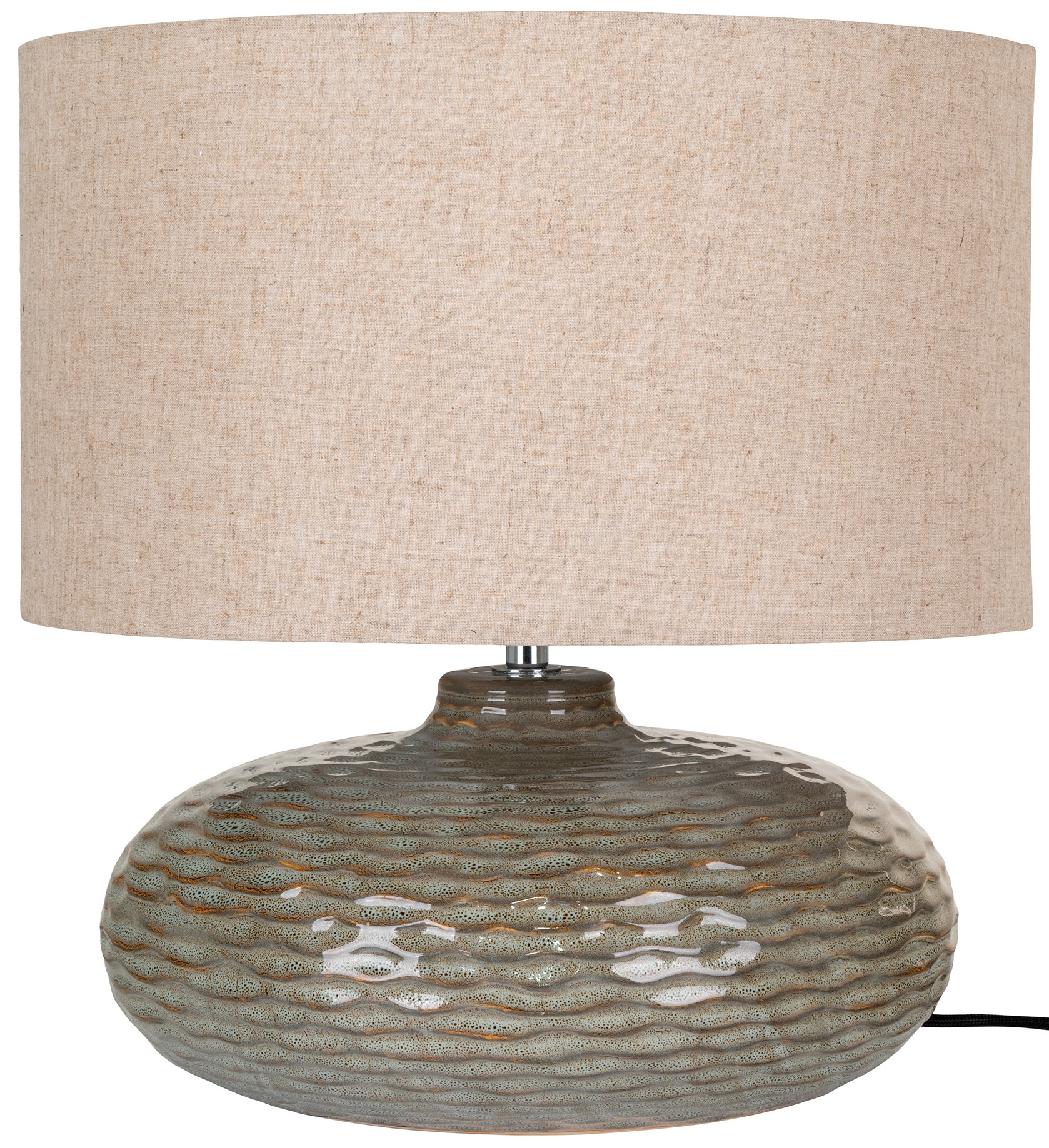 Lampa stołowa zielona z ceramiki abażur z tkaniny Ø36x44 cm – grafika-1.